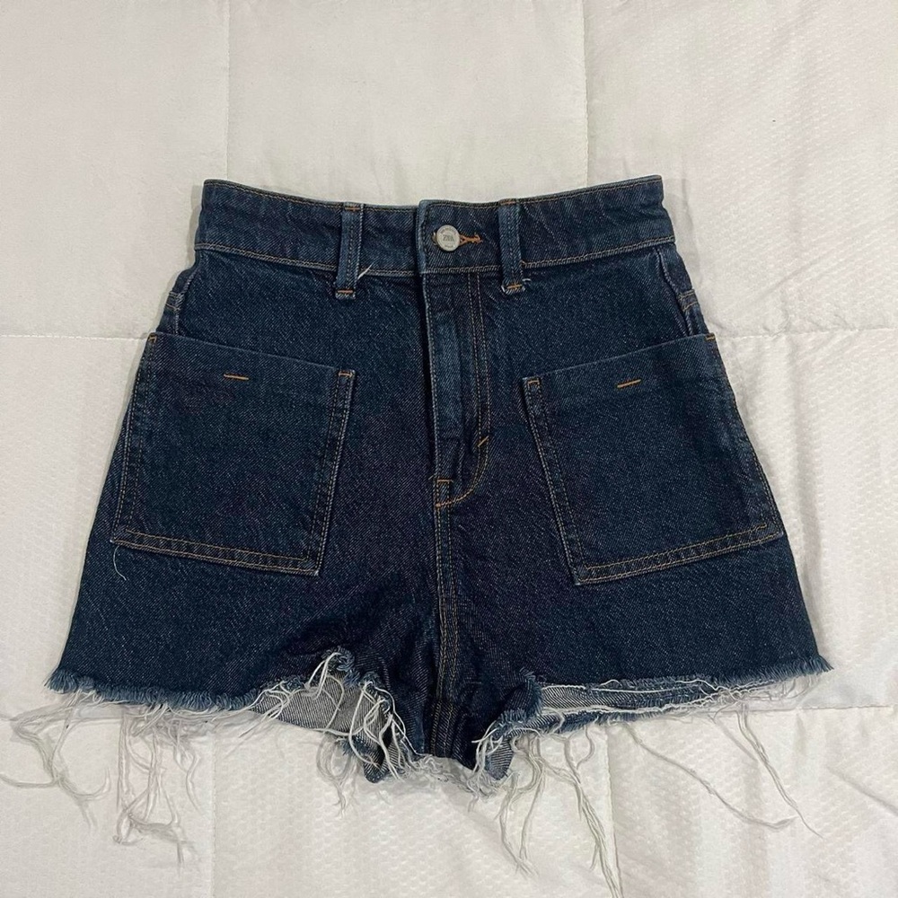 ZARA DARK DENIM HIGH RISE SHORTS